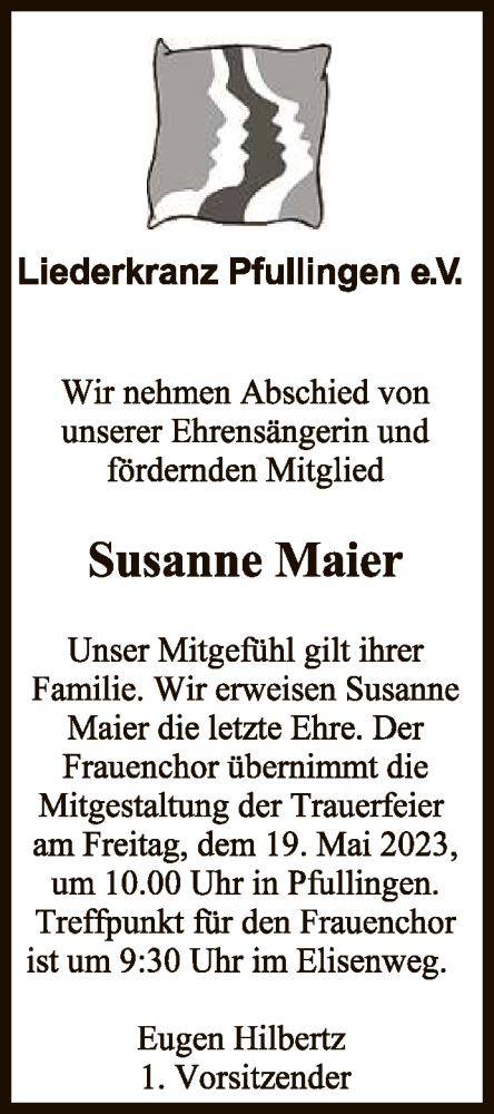 Anzeige von Susanne Maier von Reutlinger General-Anzeiger