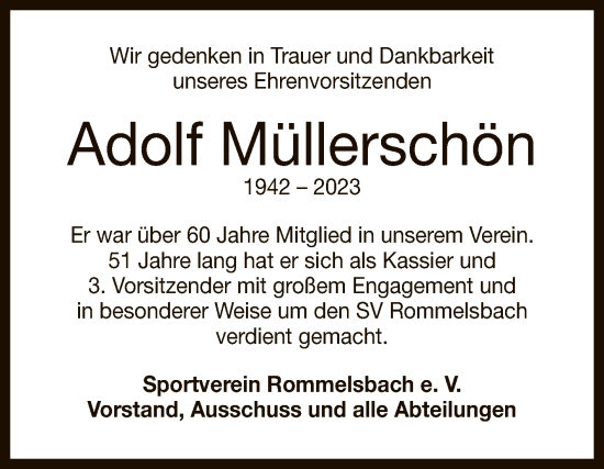 Anzeige von Adolf Müllerschön von Reutlinger General-Anzeiger