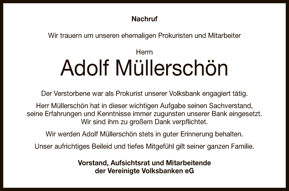  Traueranzeige für Adolf Müllerschön vom 24.06.2023 aus Reutlinger General-Anzeiger