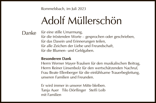 Anzeige von Adolf Müllerschön von Reutlinger General-Anzeiger