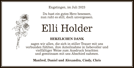 Anzeige von Elli Holder von Reutlinger General-Anzeiger
