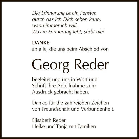 Anzeige von Georg Reder von Reutlinger General-Anzeiger