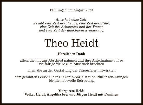Anzeige von Theo Heidt von Reutlinger General-Anzeiger