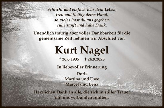 Anzeige von Kurt Nagel von Reutlinger General-Anzeiger