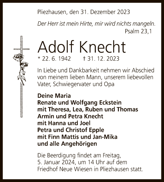 Anzeige von Adolf Knecht von Reutlinger General-Anzeiger