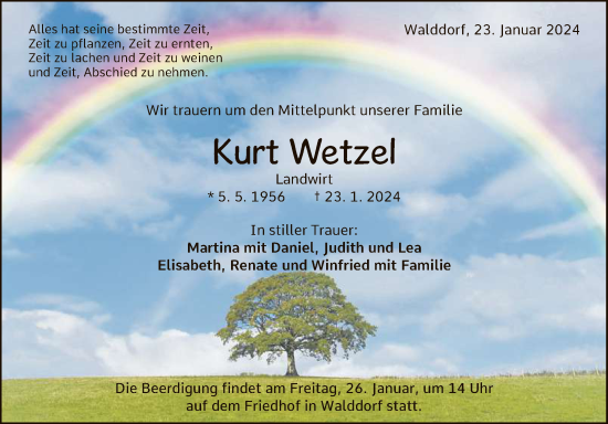 Anzeige von Kurt Wetzel von Reutlinger General-Anzeiger