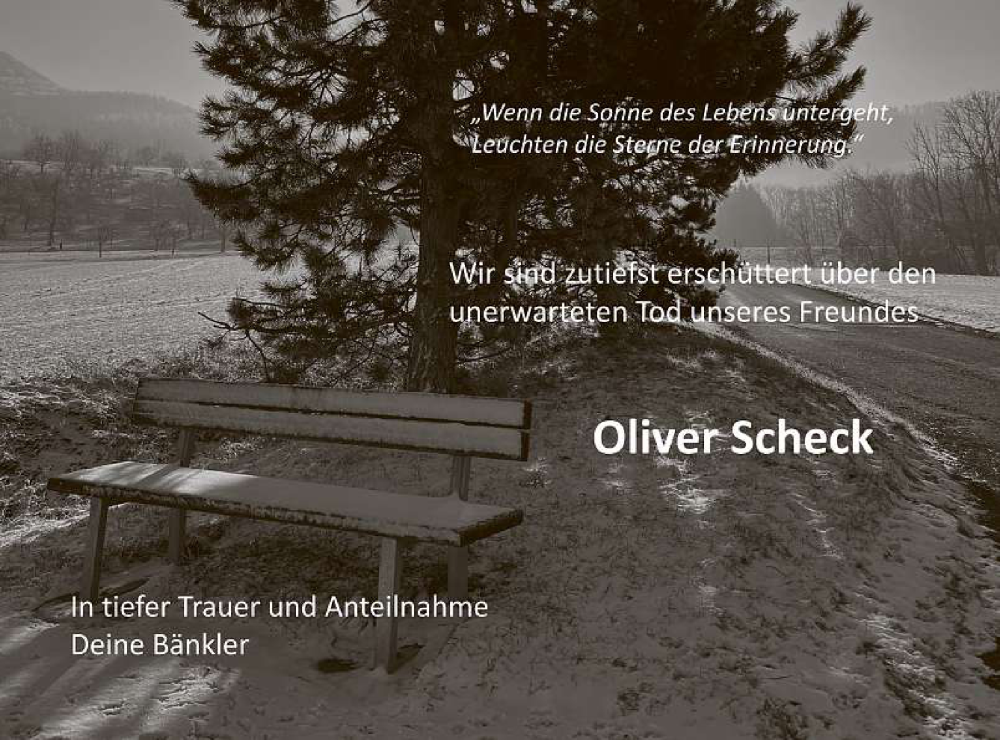  Traueranzeige für Oliver Scheck vom 29.01.2024 aus Reutlinger General-Anzeiger