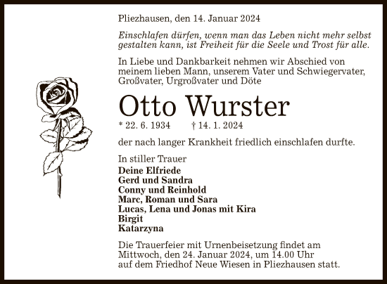 Anzeige von Otto Wurster von Reutlinger General-Anzeiger