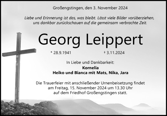 Anzeige von Georg Leippert von Reutlinger General-Anzeiger