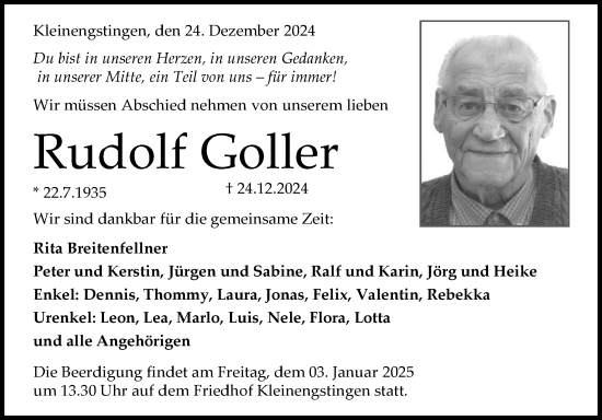 Anzeige von Rudolf Goller von Reutlinger General-Anzeiger