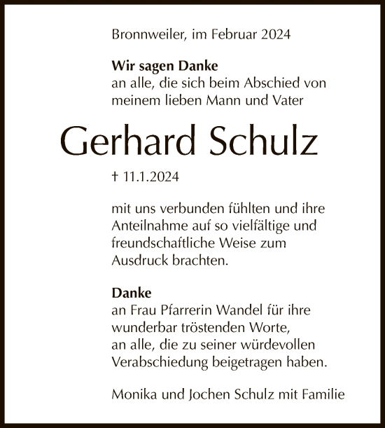 Anzeige von Gerhard Schulz von Reutlinger General-Anzeiger