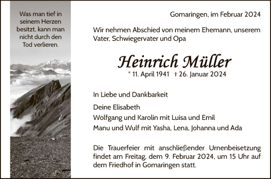 Anzeige von Heinrich Müller von Reutlinger General-Anzeiger