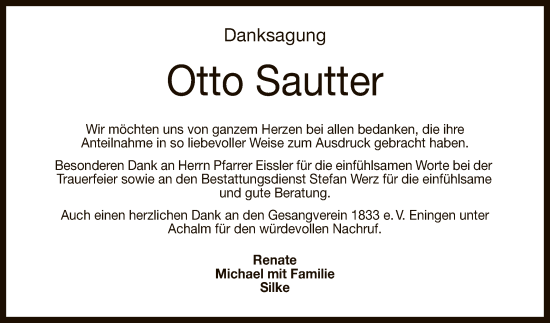 Anzeige von Otto Sautter von Reutlinger General-Anzeiger