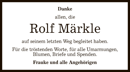 Anzeige von Rolf Märkle von Reutlinger General-Anzeiger