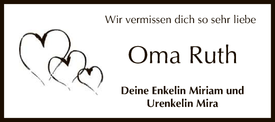 Anzeige von Ruth  von Reutlinger General-Anzeiger