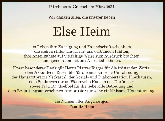 Anzeige von Else Heim von Reutlinger General-Anzeiger