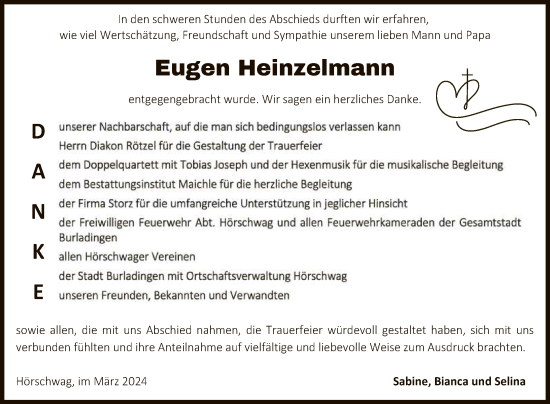 Anzeige von Eugen Heinzelmann von Reutlinger General-Anzeiger
