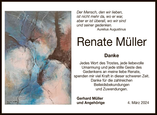Anzeige von Renate Müller von Reutlinger General-Anzeiger