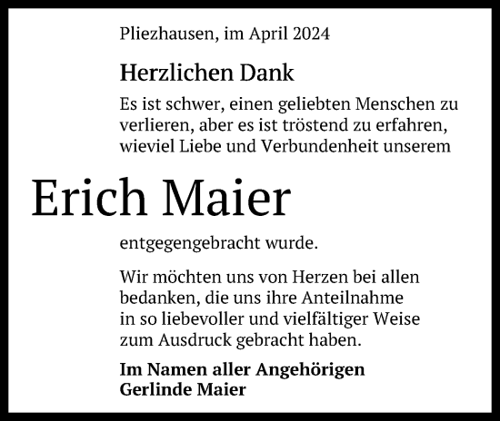 Anzeige von Erich Maier von Reutlinger General-Anzeiger