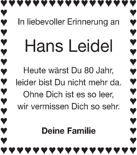 Anzeige von Hans Leidel von Reutlinger General-Anzeiger