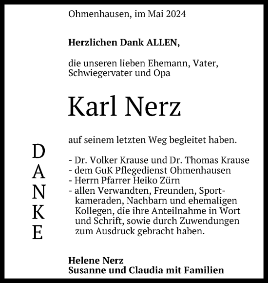 Anzeige von Karl Nerz von Reutlinger General-Anzeiger