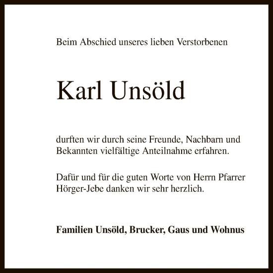 Anzeige von Karl Unsöld von Reutlinger General-Anzeiger