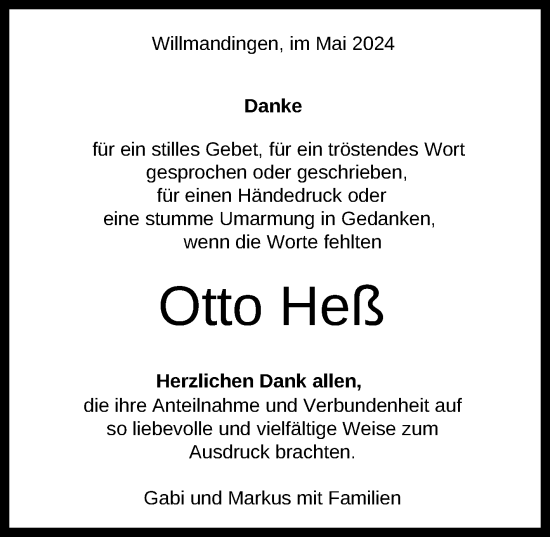 Anzeige von Otto Heß von Reutlinger General-Anzeiger