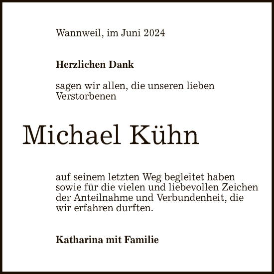 Anzeige von Michael Kühn von Reutlinger General-Anzeiger