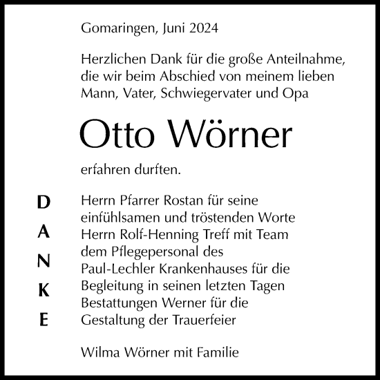Anzeige von Otto Wörner von Reutlinger General-Anzeiger