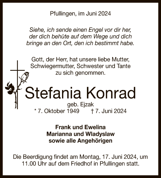 Anzeige von Stefania Konrad von Reutlinger General-Anzeiger
