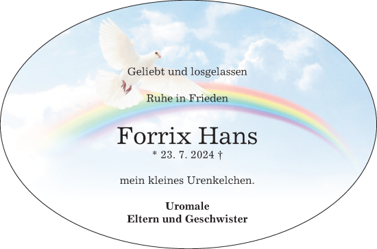 Anzeige von Forrix Hans  von Reutlinger General-Anzeiger