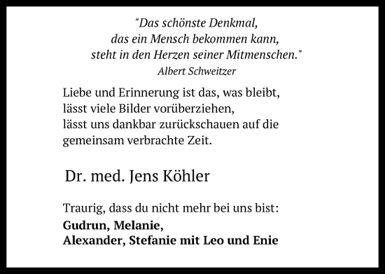 Anzeige von Jens Köhler von Reutlinger General-Anzeiger