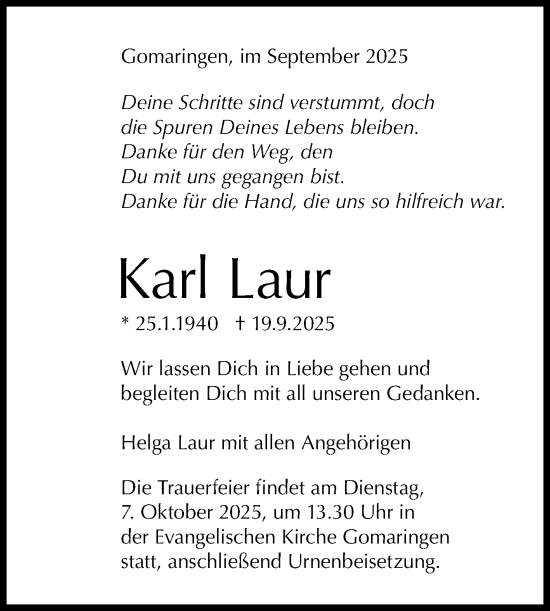 Anzeige von Karl Laur von Reutlinger General-Anzeiger