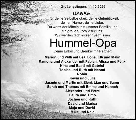 Anzeige von Richard Hummel von Reutlinger General-Anzeiger