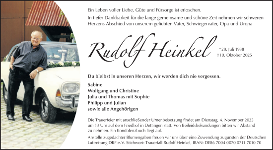 Anzeige von Rudolf Heinkel von Reutlinger General-Anzeiger