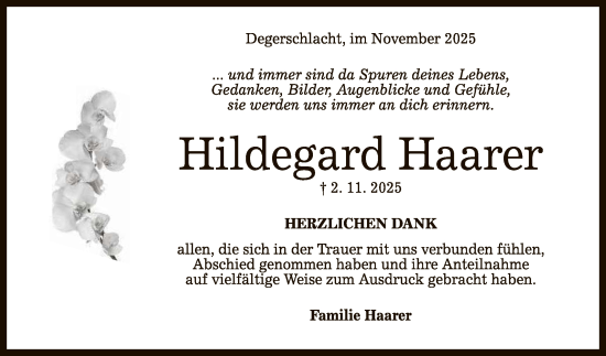Anzeige von Hildegard Haarer von Reutlinger General-Anzeiger