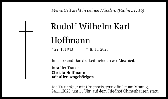 Anzeige von Rudolf Wilhelm Karl Hoffmann von Reutlinger General-Anzeiger