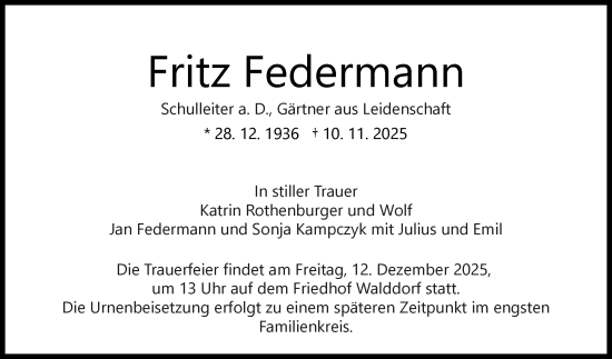 Anzeige von Fritz Federmann von Reutlinger General-Anzeiger