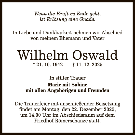 Anzeige von Wilhelm Oswald von Reutlinger General-Anzeiger