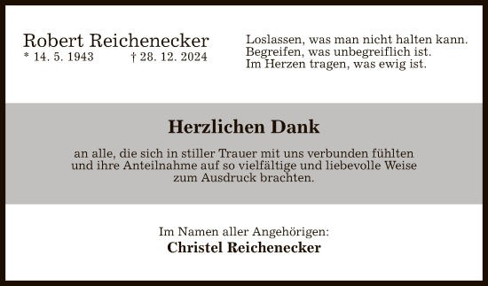 Anzeige von Robert Reichenecker von Reutlinger General-Anzeiger