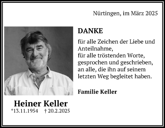Anzeige von Heiner Keller von Reutlinger General-Anzeiger