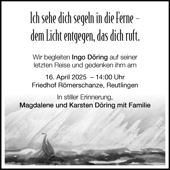 Anzeige von Ingo Döring von Reutlinger General-Anzeiger