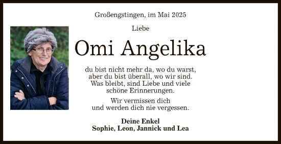 Anzeige von Angelika  von Reutlinger General-Anzeiger
