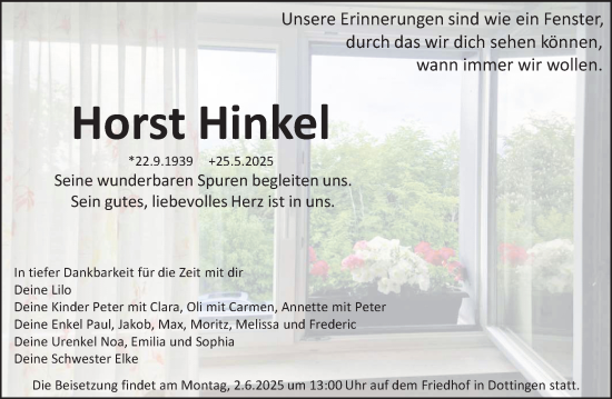 Anzeige von Horst Hinkel von Reutlinger General-Anzeiger