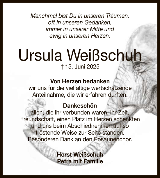 Anzeige von Ursula Weißschuh von Reutlinger General-Anzeiger