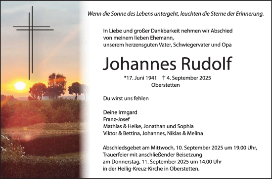 Anzeige von Johannes Rudolf von Reutlinger General-Anzeiger