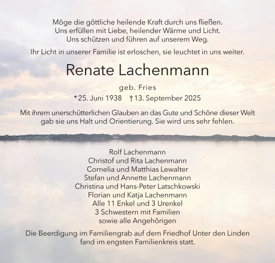 Anzeige von Renate Lachenmann von Reutlinger General-Anzeiger