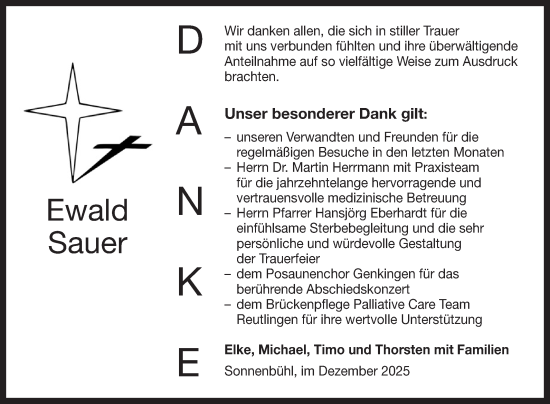 Anzeige von Ewald Sauer 