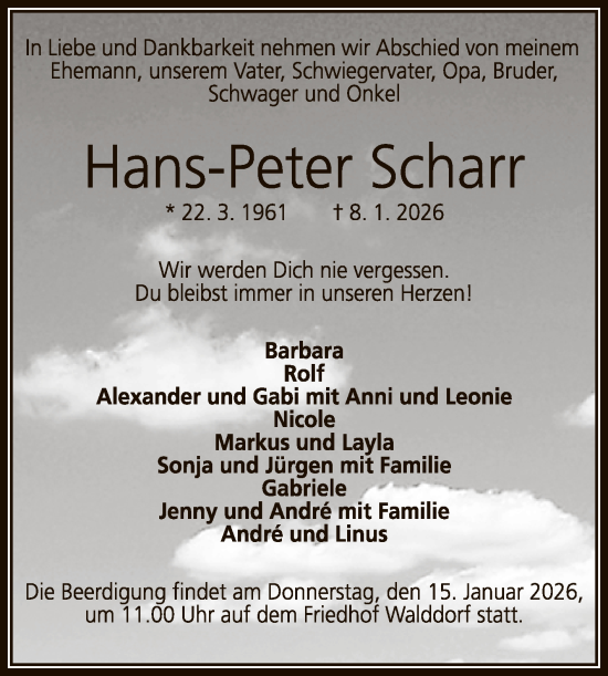 Anzeige von Hans-Peter Scharr von Reutlinger General-Anzeiger