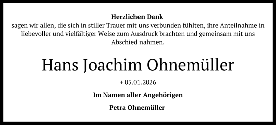 Anzeige von Hans Joachim Ohnemüller von Reutlinger General-Anzeiger